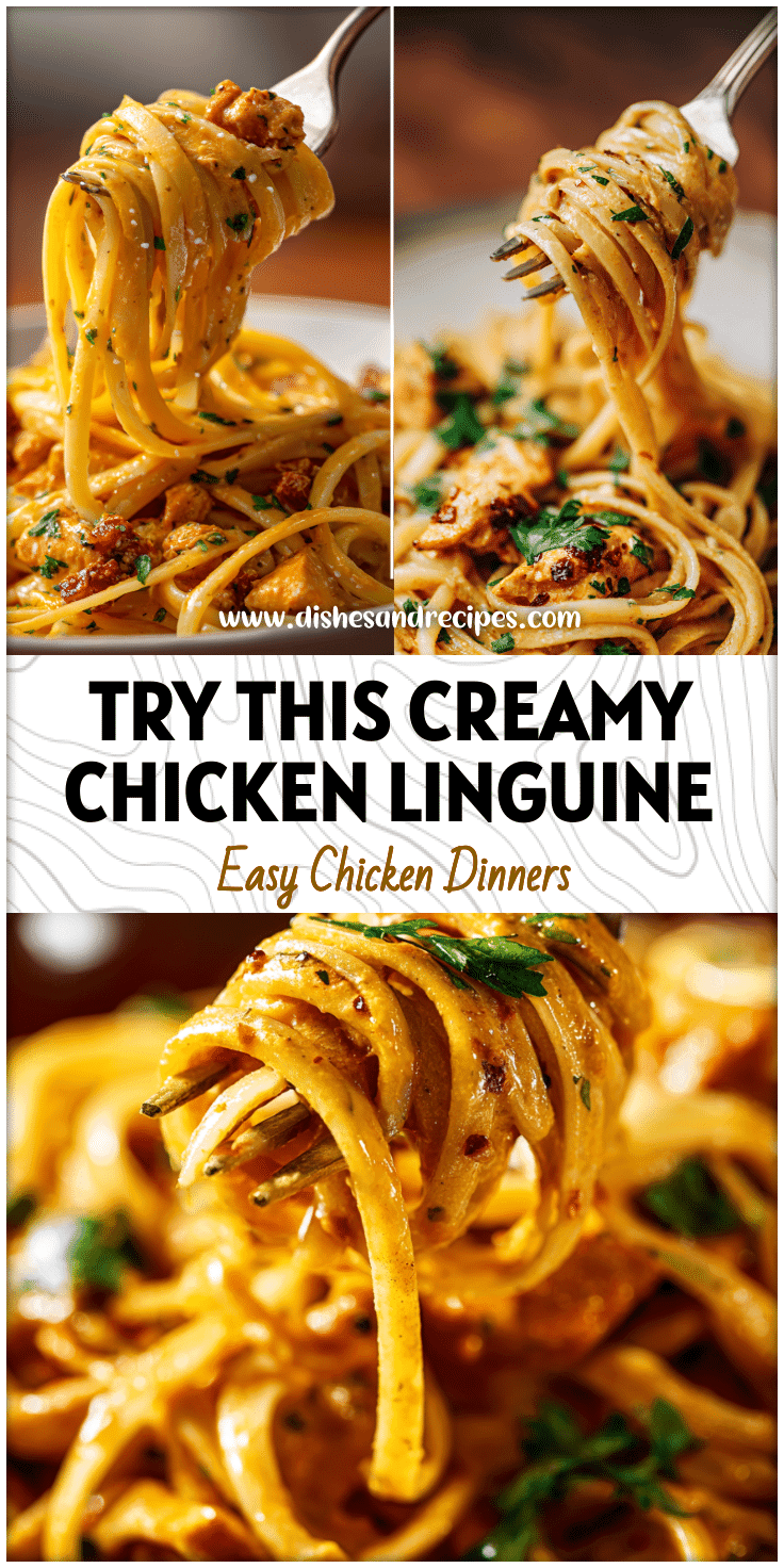 Creamy butter chicken linguine twirled on a fork with rich garlic sauce for an elegant dinner idea chicken.